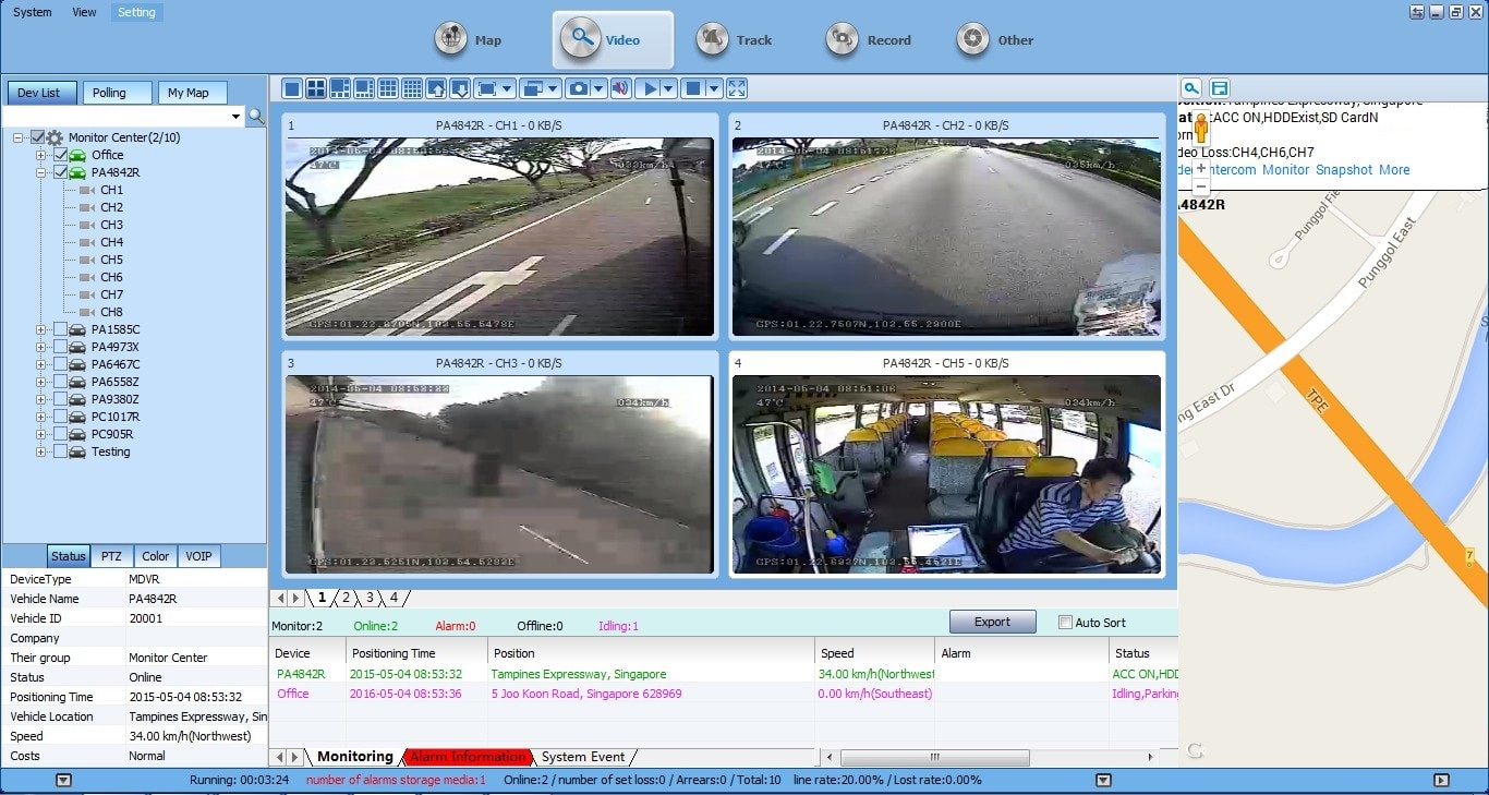 Hình ảnh giám sát trực tiếp được camera gửi về trung tâm giám sát hành trình